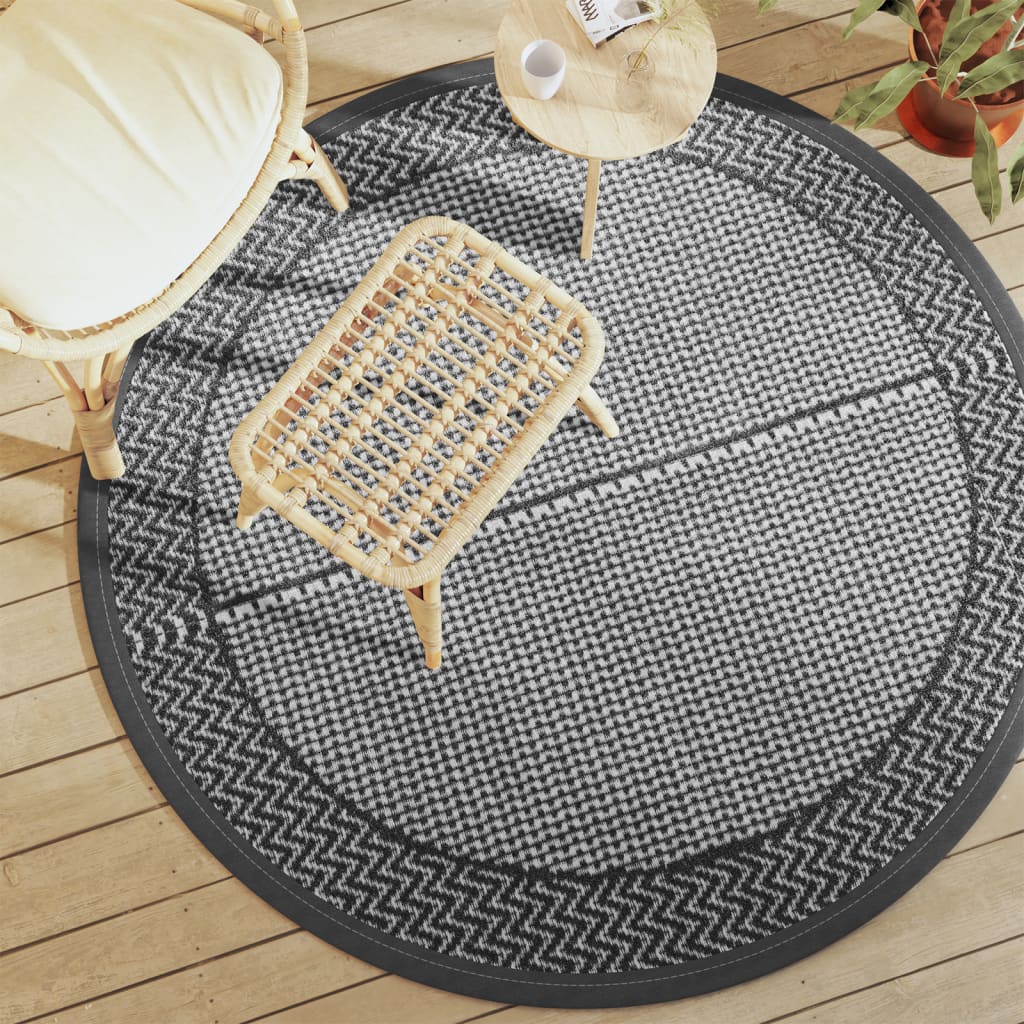 Vidaxl außerhalb des Teppichs Ø160 cm Polypropengrau