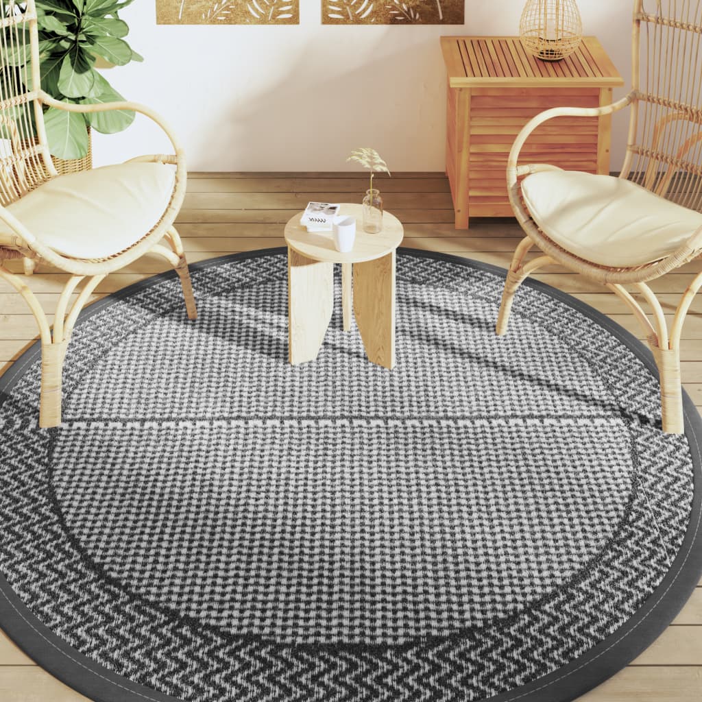 Vidaxl außerhalb Teppich Ø 200 cm Polypropengrau
