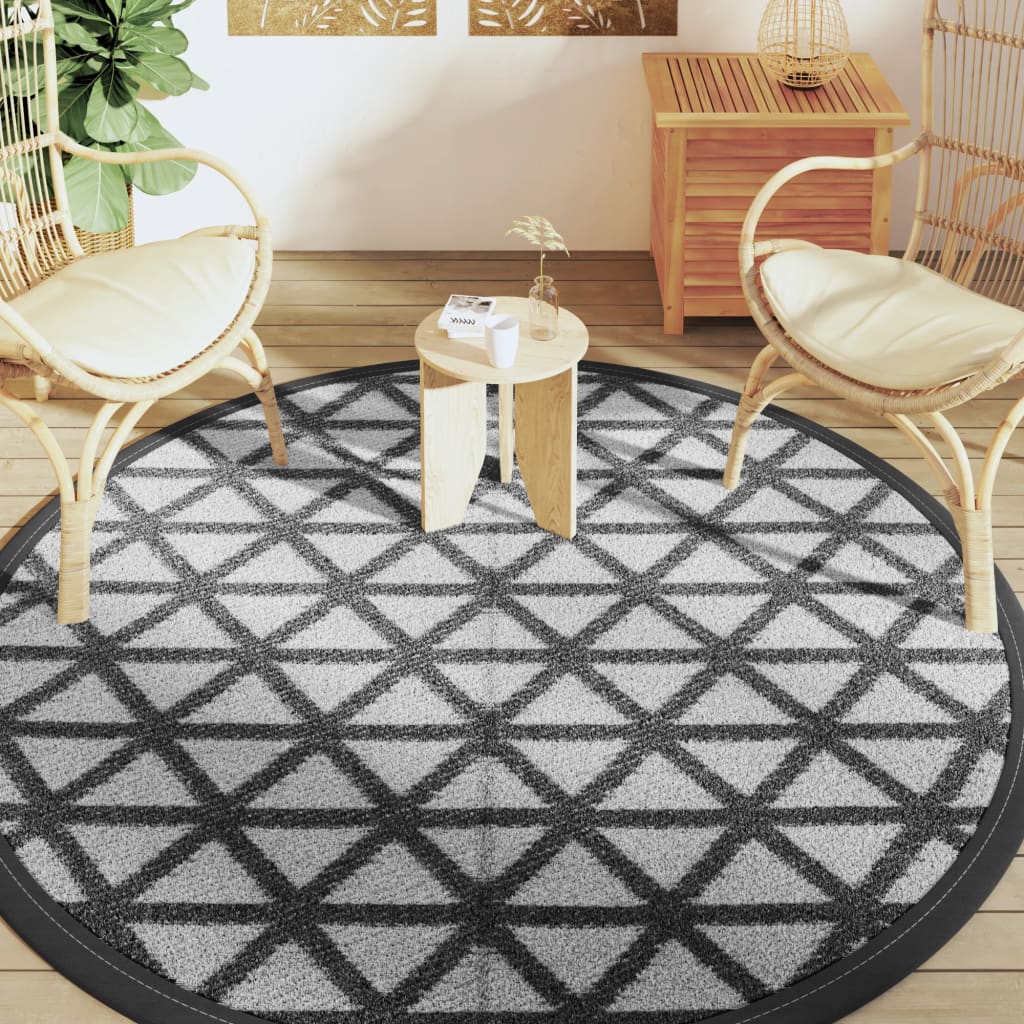 Vidaxl Outdoor Teppich Ø 200 cm Polypropen schwarz