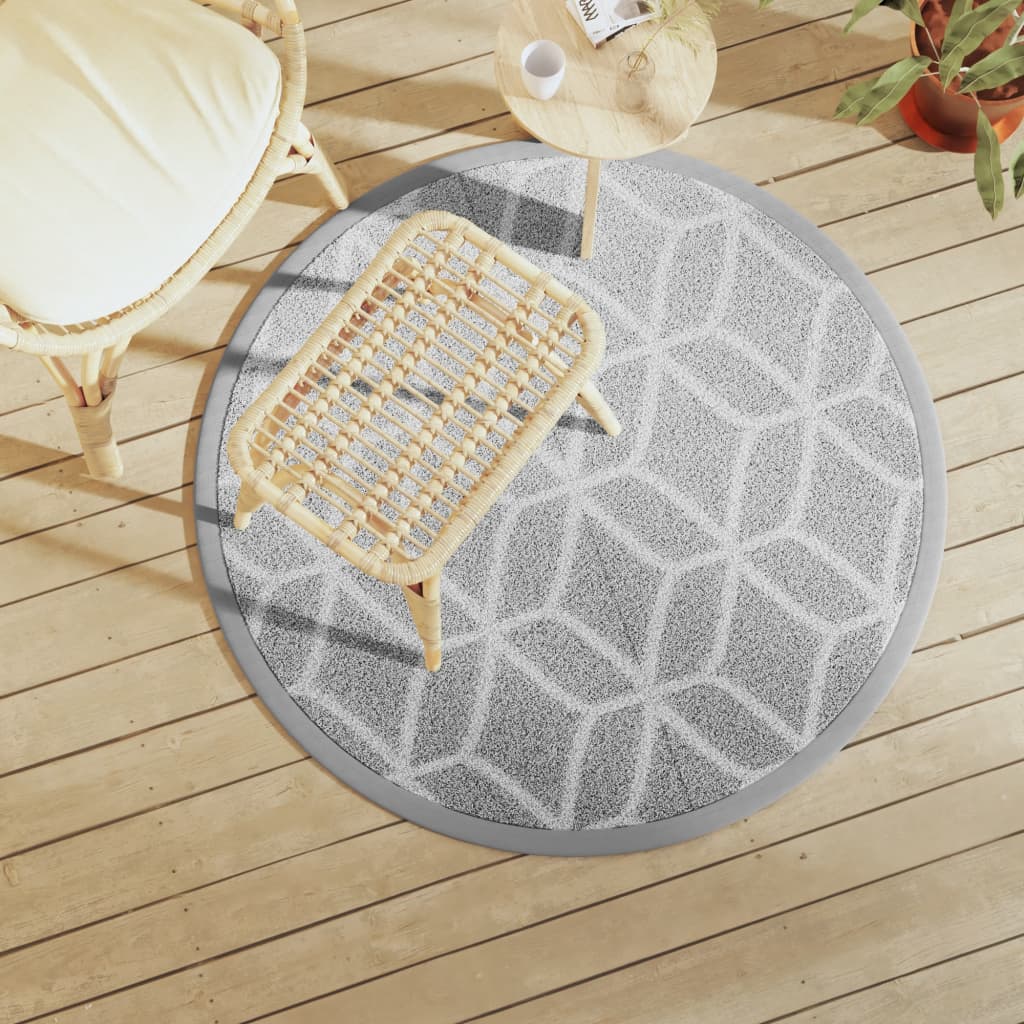 Vidaxl außerhalb des Teppichs Ø120 cm Polypropengrau