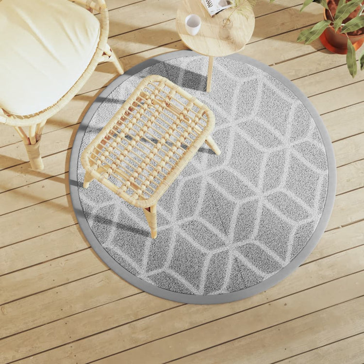 Vidaxl außerhalb des Teppichs Ø120 cm Polypropengrau