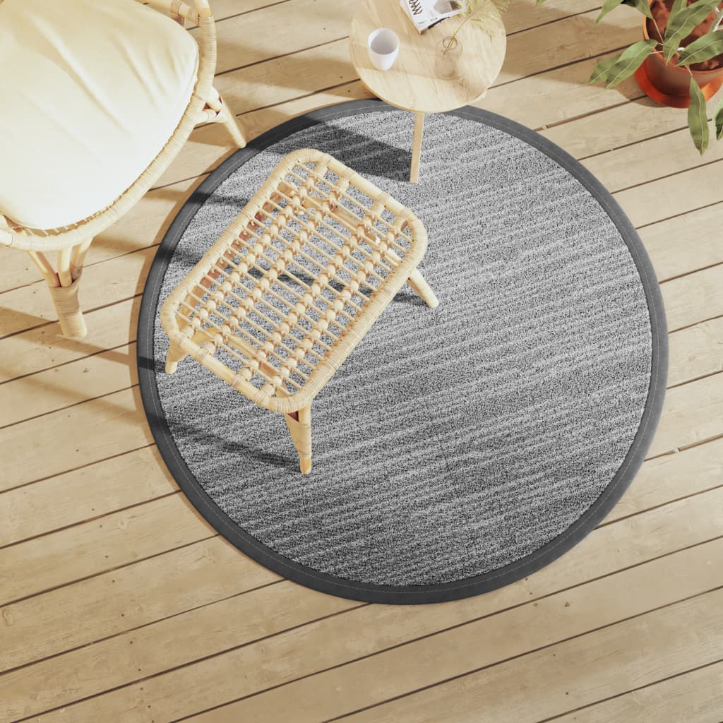 Vidaxl außerhalb des Teppichs Ø120 cm Polypropengrau