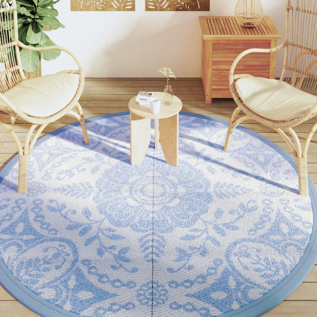 Vidaxl außerhalb Teppich Ø200 cm Polypropen Babyblau