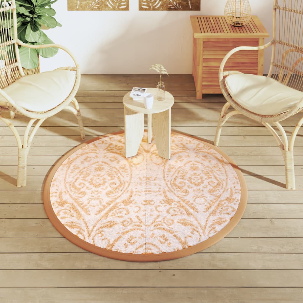 Vidaxl außerhalb des Teppichs Ø120 cm Polypropenorange und Weiß