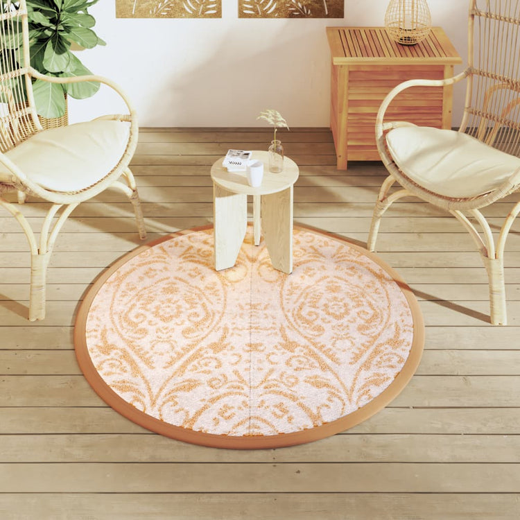 Vidaxl außerhalb des Teppichs Ø120 cm Polypropenorange und Weiß