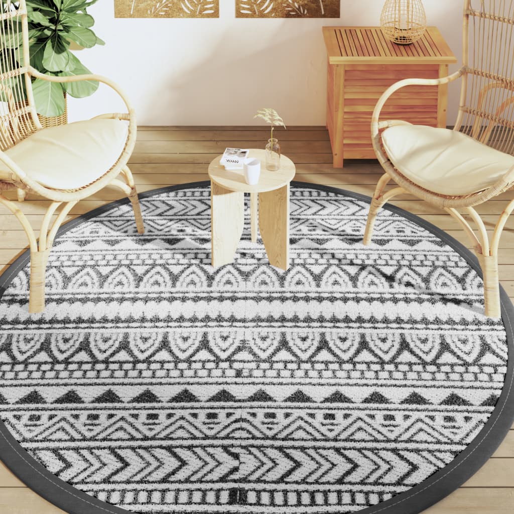 Vidaxl Outdoor Teppich Ø 200 cm Polypropen schwarz