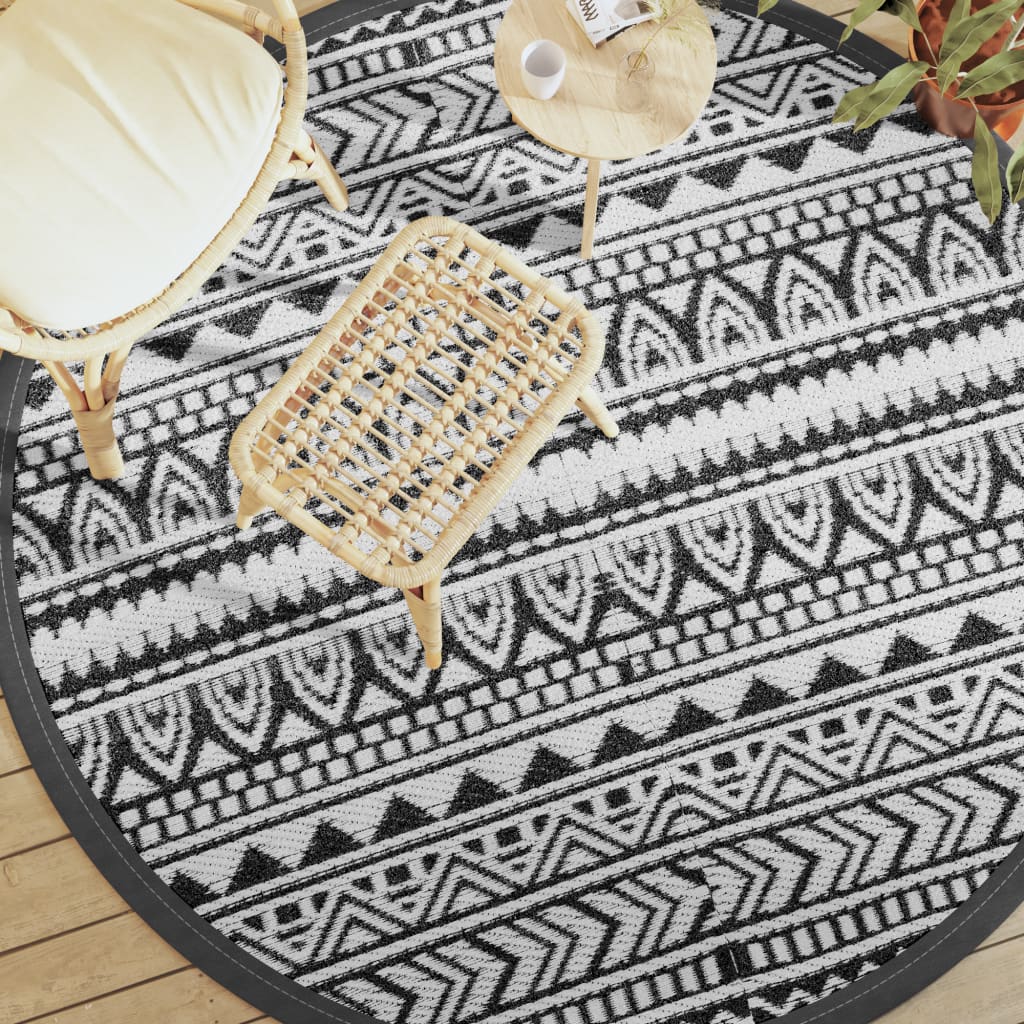 Vidaxl Outdoor Teppich Ø 200 cm Polypropen schwarz
