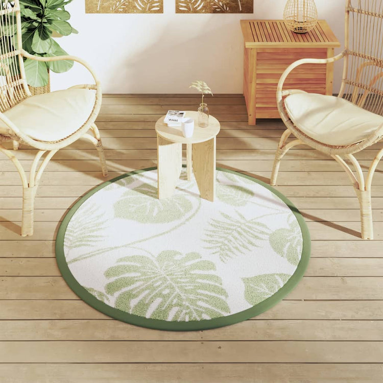 Vidaxl außerhalb Teppich Ø 120 cm Polypropengrün