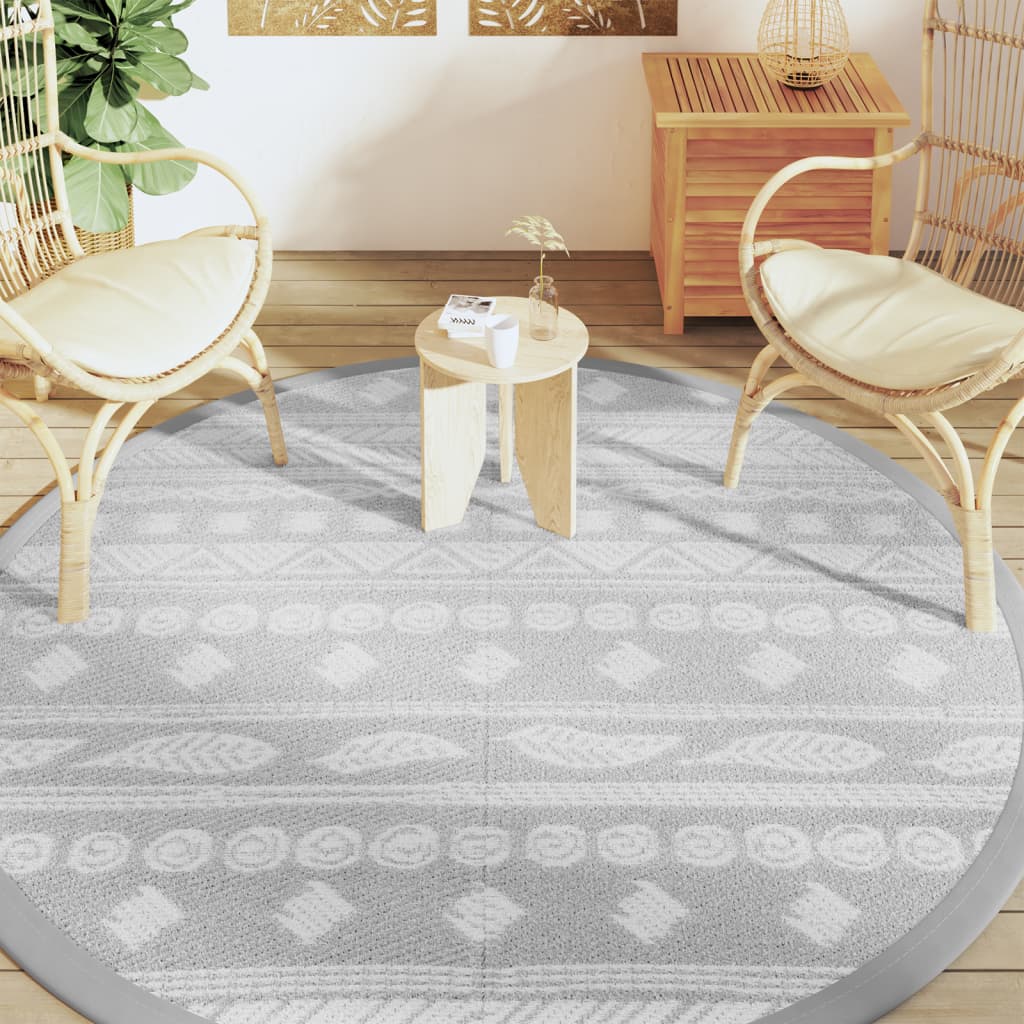 Vidaxl außerhalb Teppich Ø 200 cm Polypropengrau