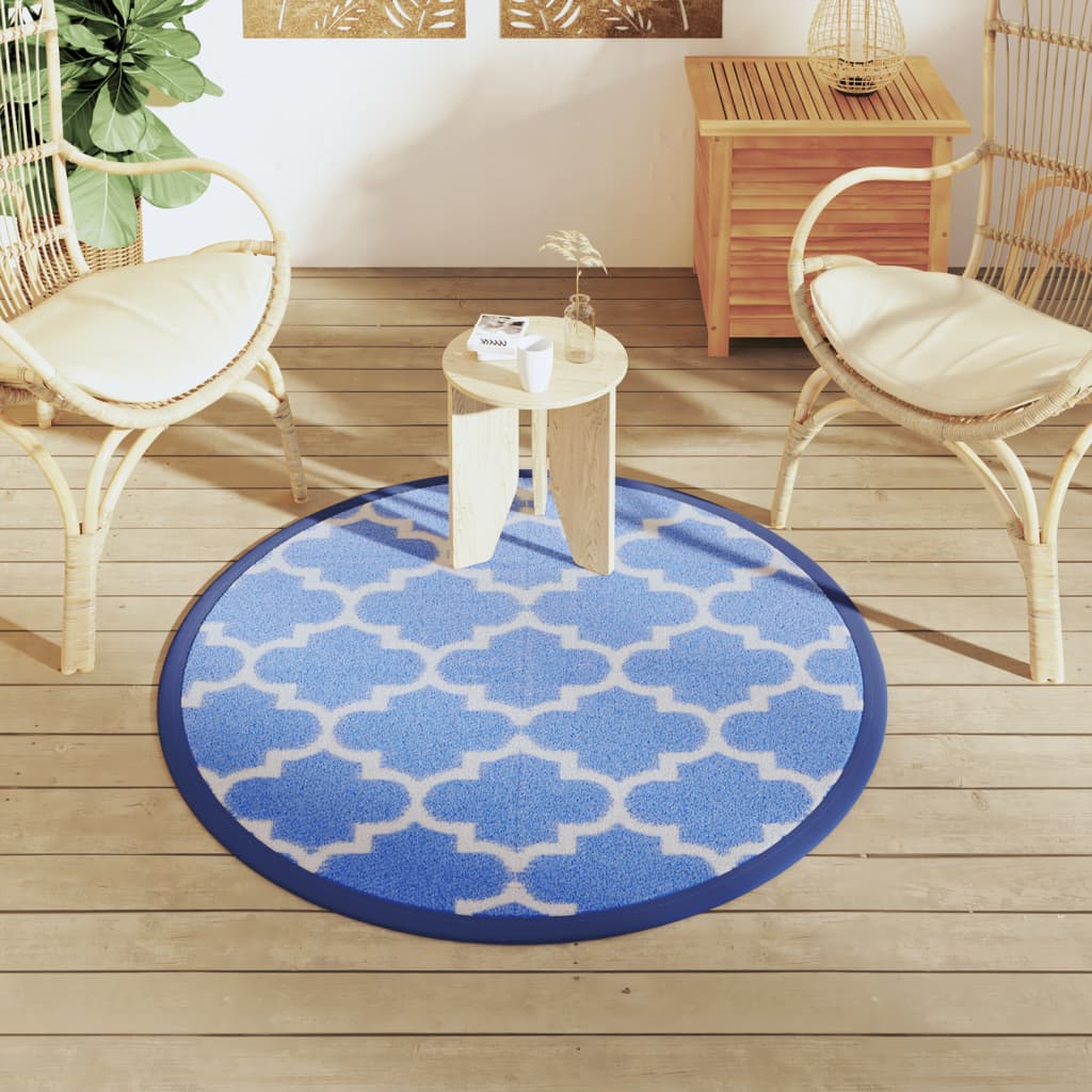 Vidaxl außerhalb des Teppichs Ø120 cm Polypropenblau
