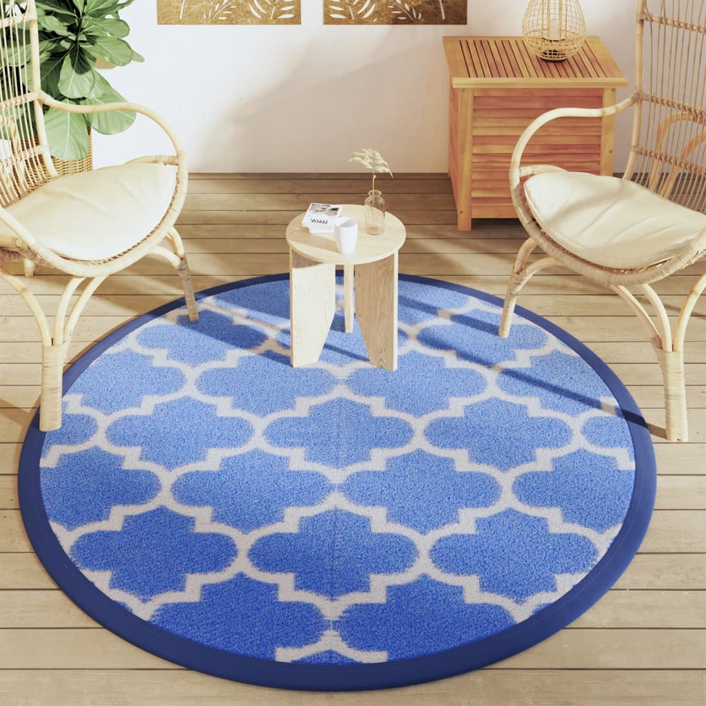 Vidaxl außerhalb des Teppichs Ø160 cm Polypropenblau