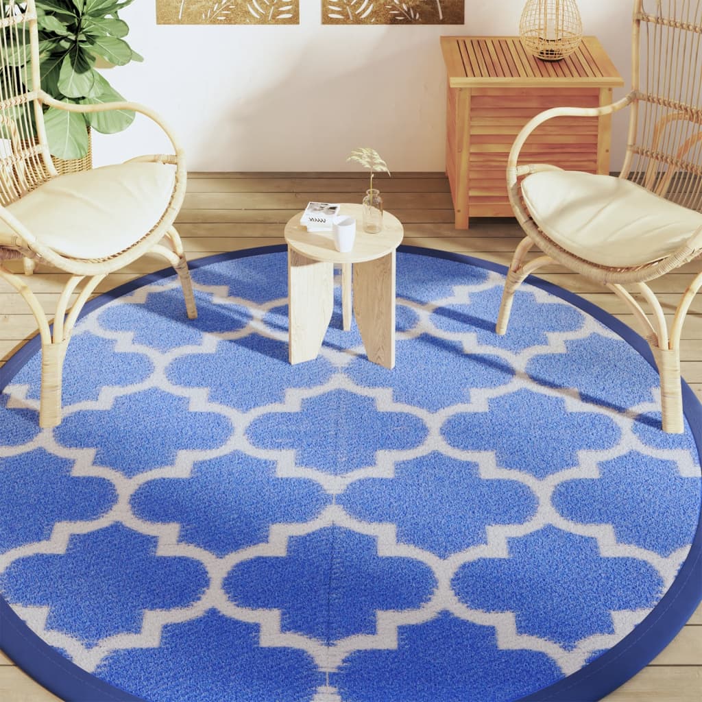 Vidaxl Outdoor Teppich Ø 200 cm Polypropenblau