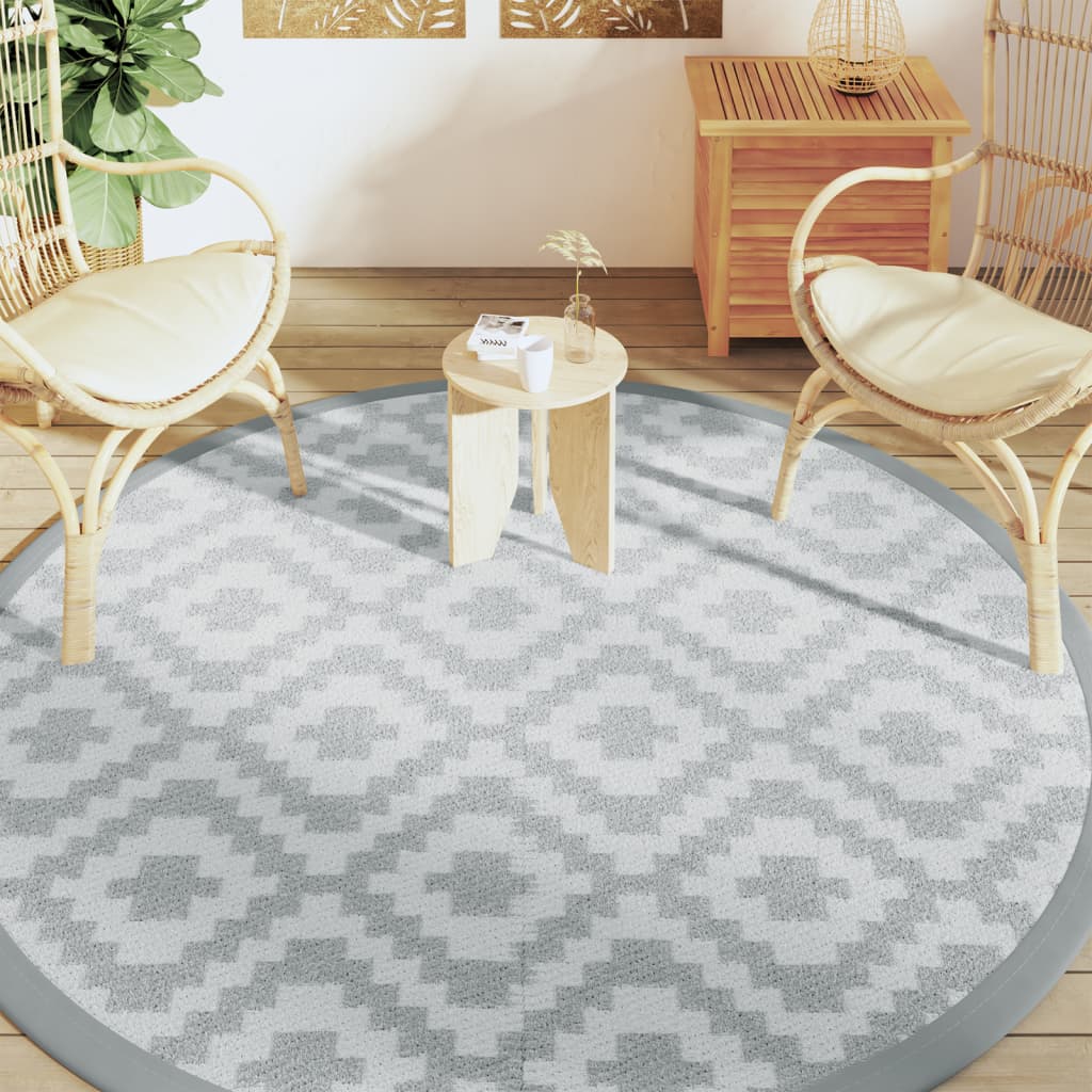 Vidaxl außerhalb Teppich Ø 200 cm Polypropengrau