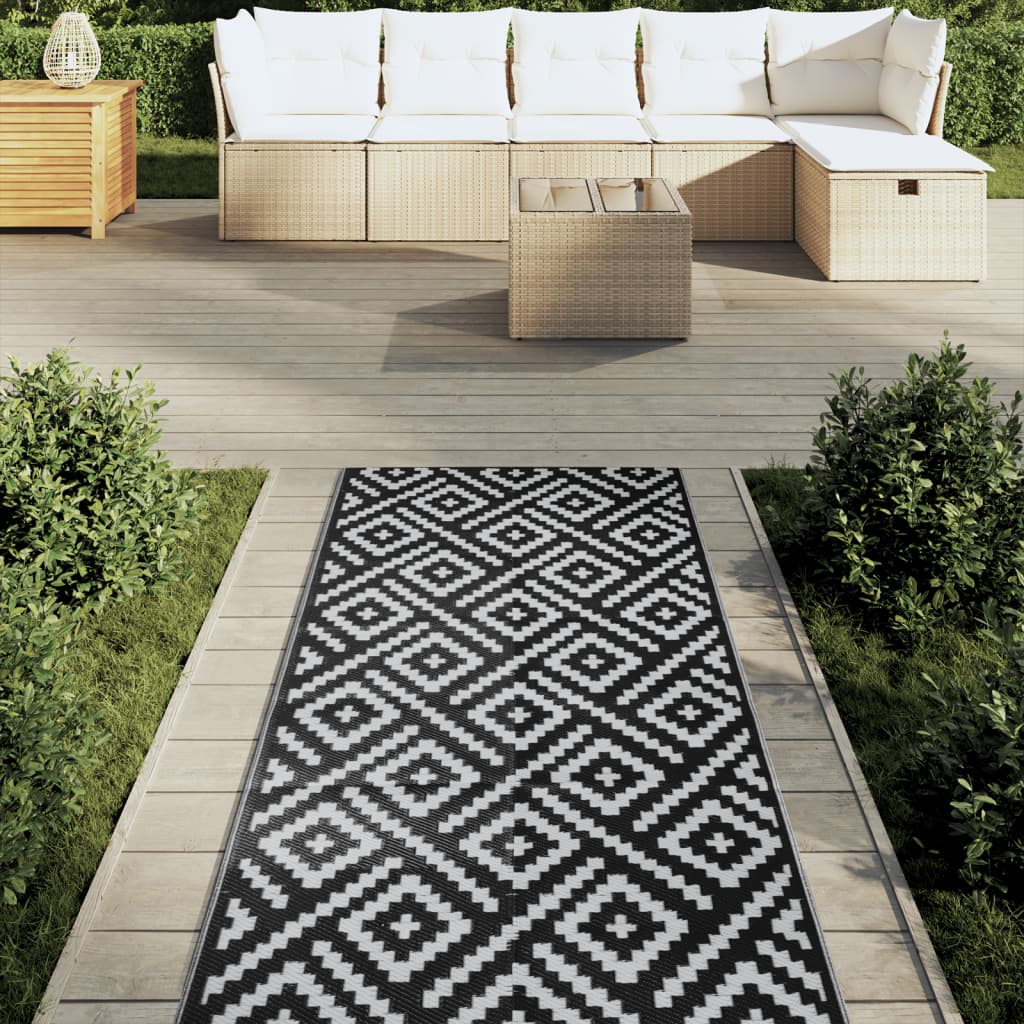 Vidaxx Outdoor-Teppich Arakil 80x250 cm Polypropylen weiß und schwarz