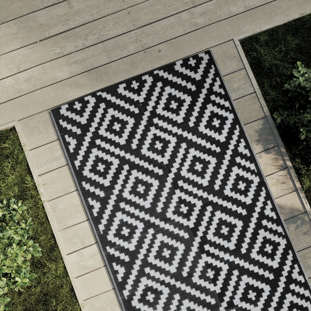 Vidaxx Outdoor-Teppich Arakil 80x250 cm Polypropylen weiß und schwarz