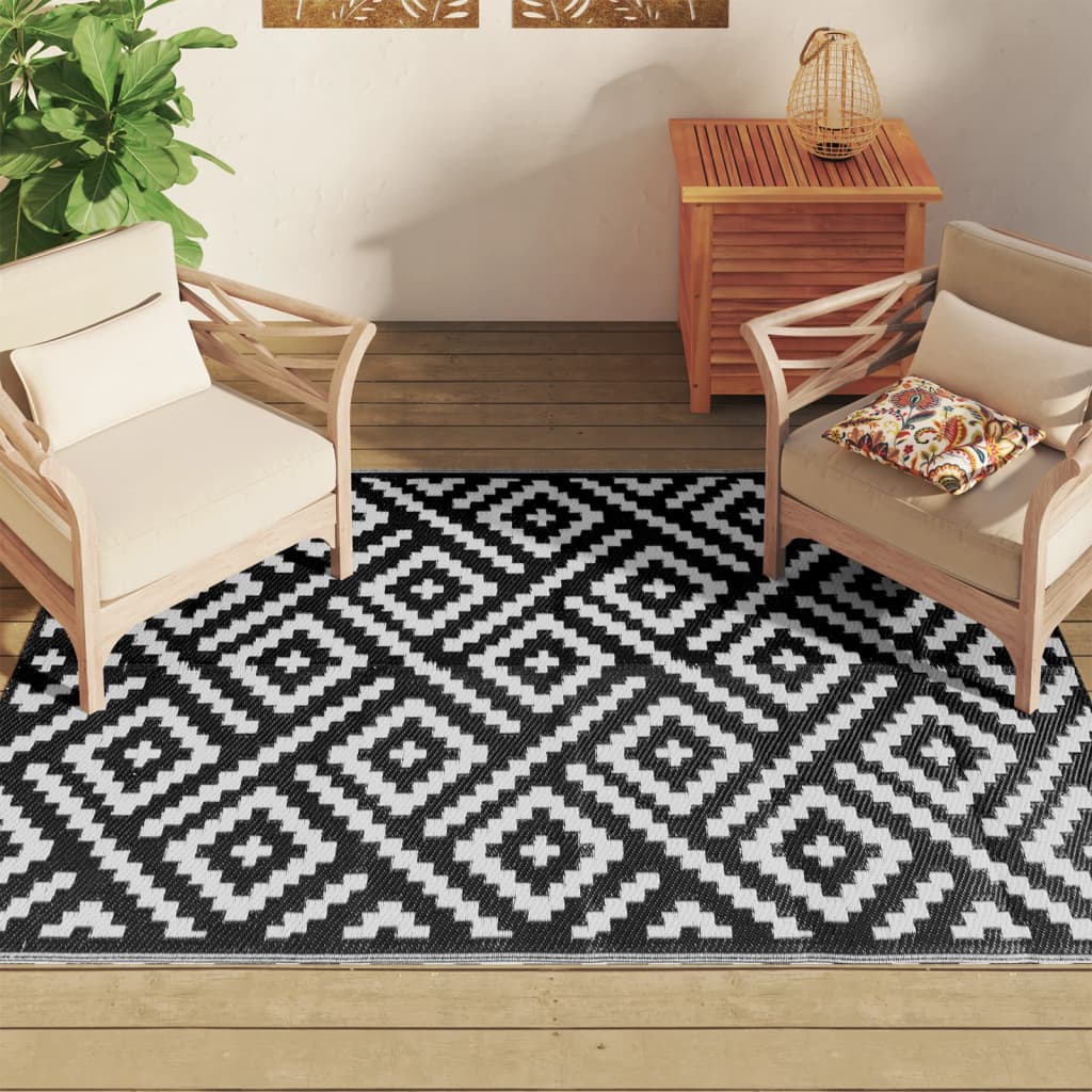 Vidaxx Outdoor-Teppich Arakil 140x200 cm Polypropylen weiß und schwarz