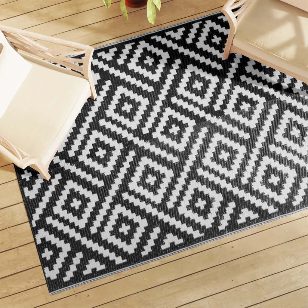 Vidaxx Outdoor-Teppich Arakil 140x200 cm Polypropylen weiß und schwarz
