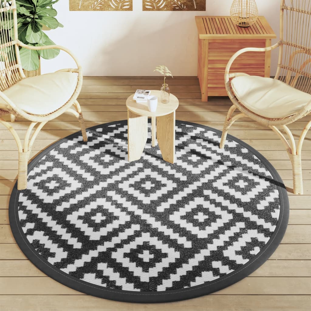 Vidaxx Outdoor-Teppich Arakil ø160 cm Polypropylen weiß und schwarz