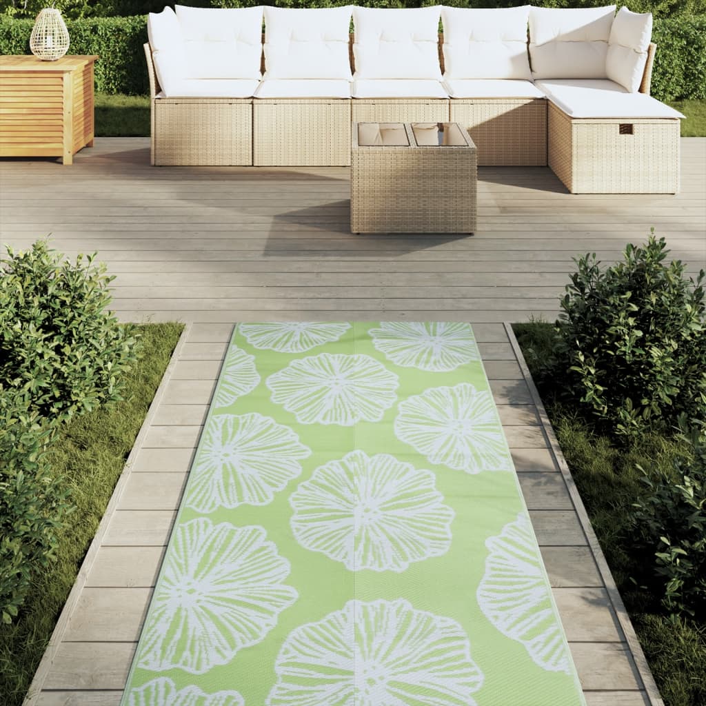 Vidaxl außerhalb des Teppichs 80x250 cm Polypropengrün
