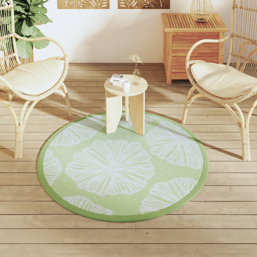 Vidaxl außerhalb Teppich Ø 120 cm Polypropengrün