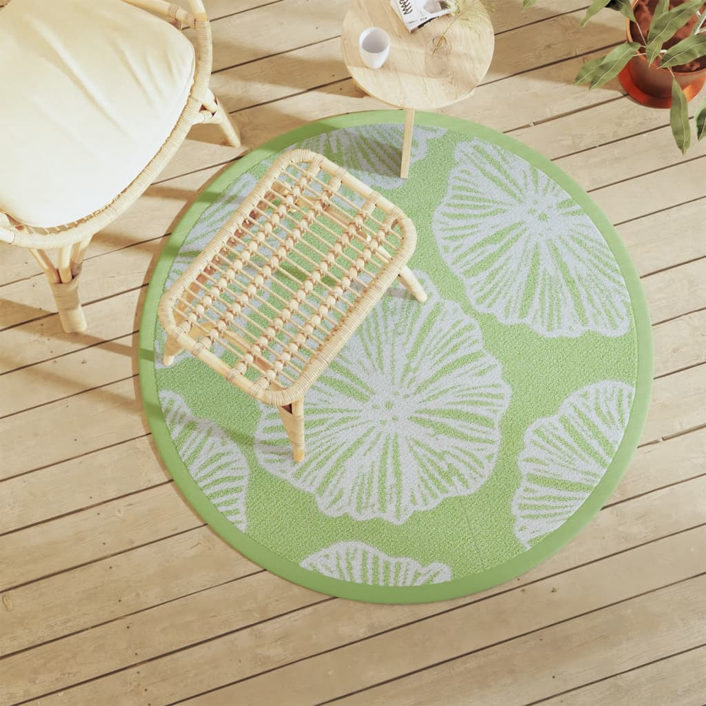 Vidaxl außerhalb Teppich Ø 120 cm Polypropengrün