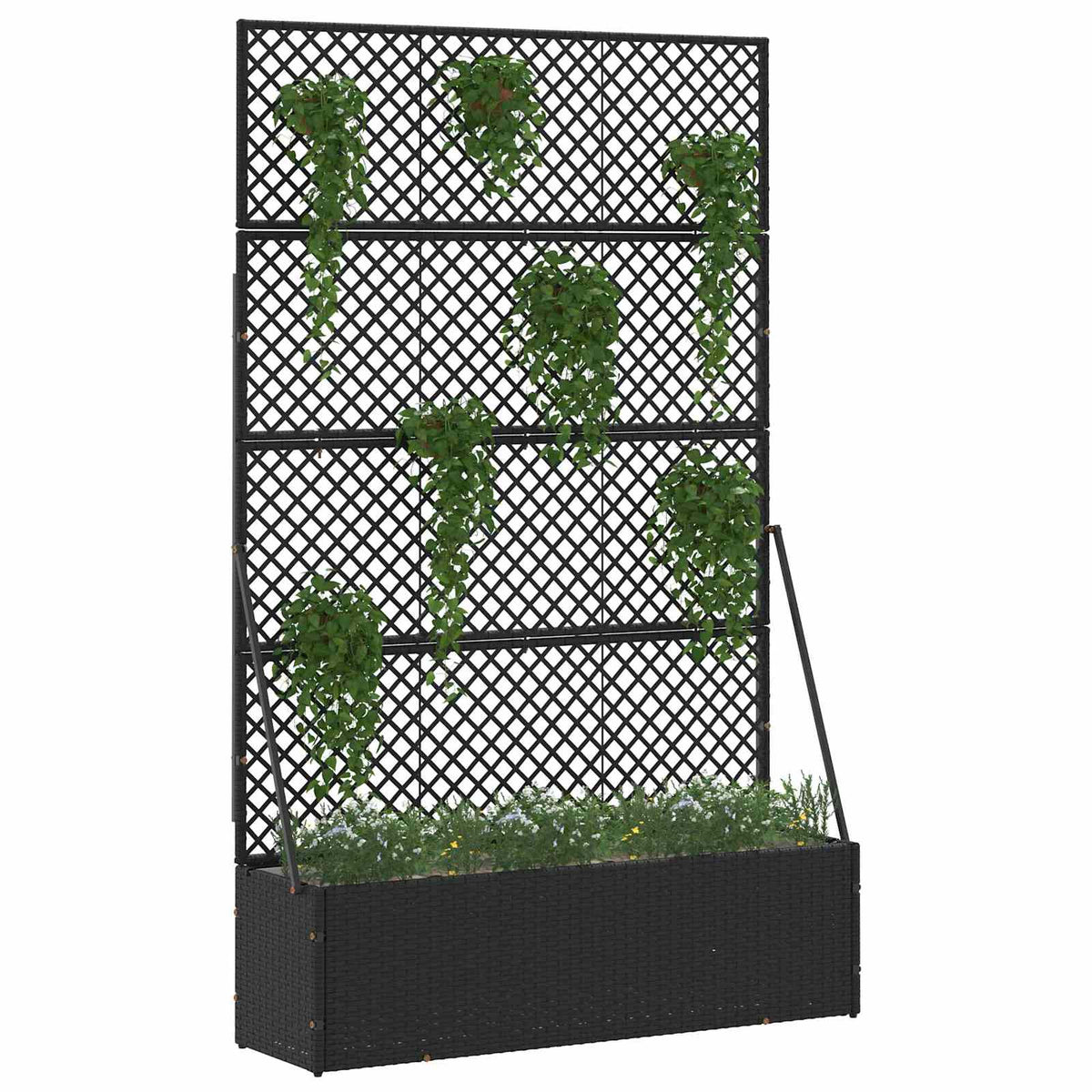VidaXL Gartenblumentopf Schwarz 105 x 30 x 170 cm Metall