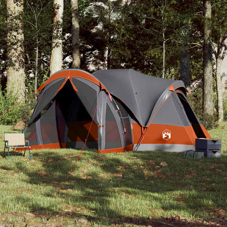 Vidaxl Tipi-Zelt für Familie 8 Personen, wasserdicht, Grau und Orange