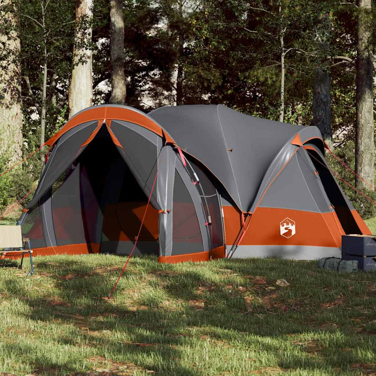 Vidaxl Tipi-Zelt für Familie 8 Personen, wasserdicht, Grau und Orange