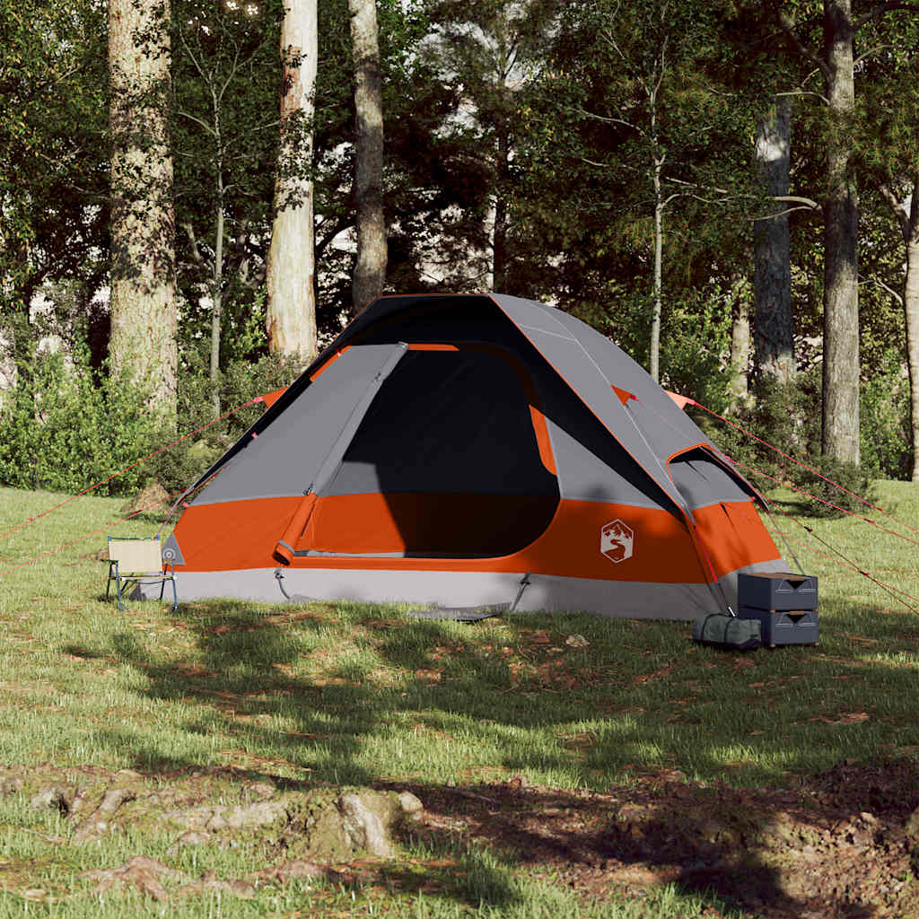 Vidaxx Kuppelzelt 6-Personen wasserdicht grau und orange