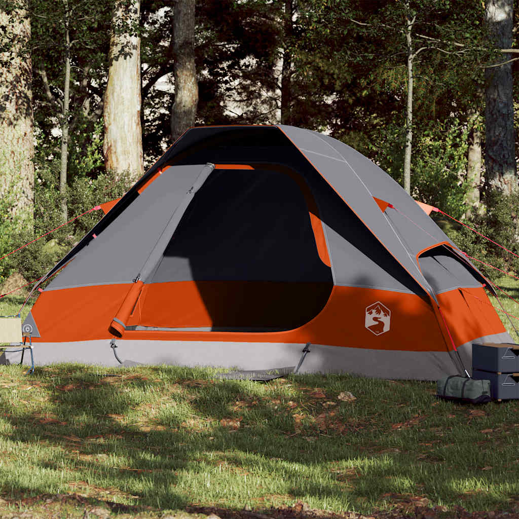 Vidaxx Kuppelzelt 6-Personen wasserdicht grau und orange