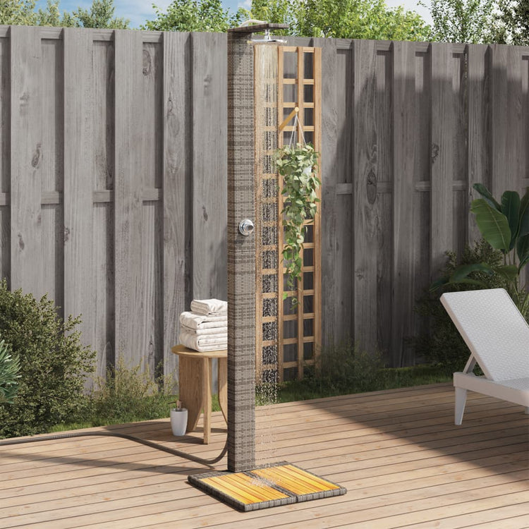 Vidaxl Outdoor -Dusche 50 x 55 x 224 cm Poly Rattan und Acacia Holzgrau