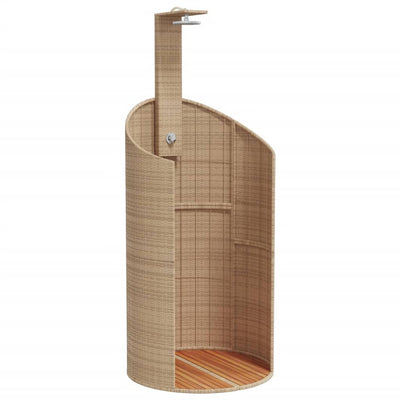 Vidaxl Outdoor -Dusche 100x100x241,5 cm Poly Rattan und Acaciahout Beige