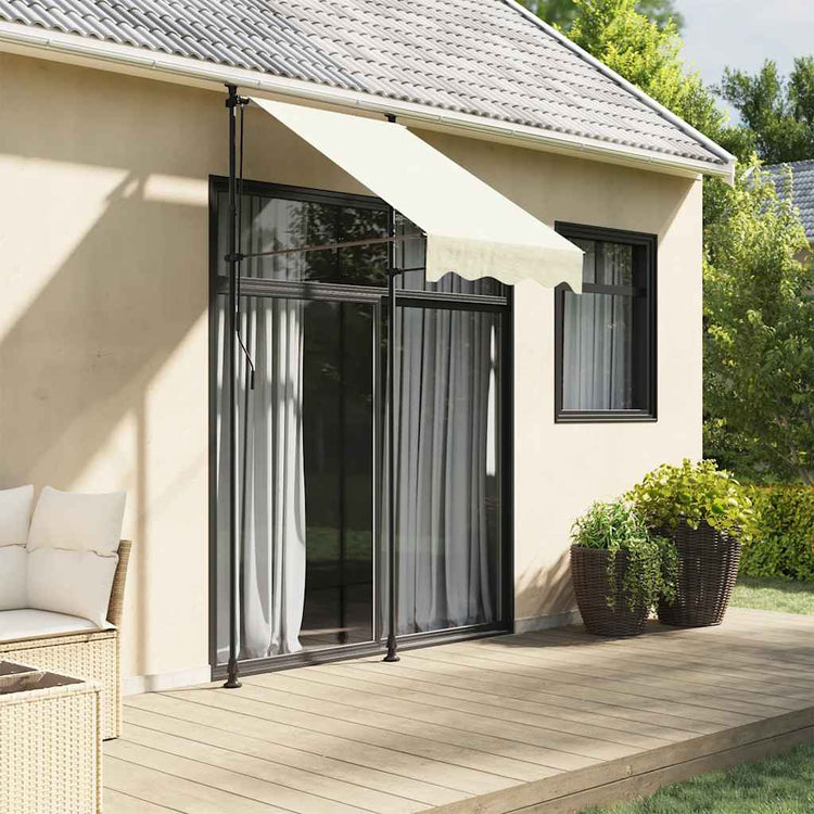 Vidaxx ausziehbare Markise 100x150 cm Stoff und Stahl cremefarben