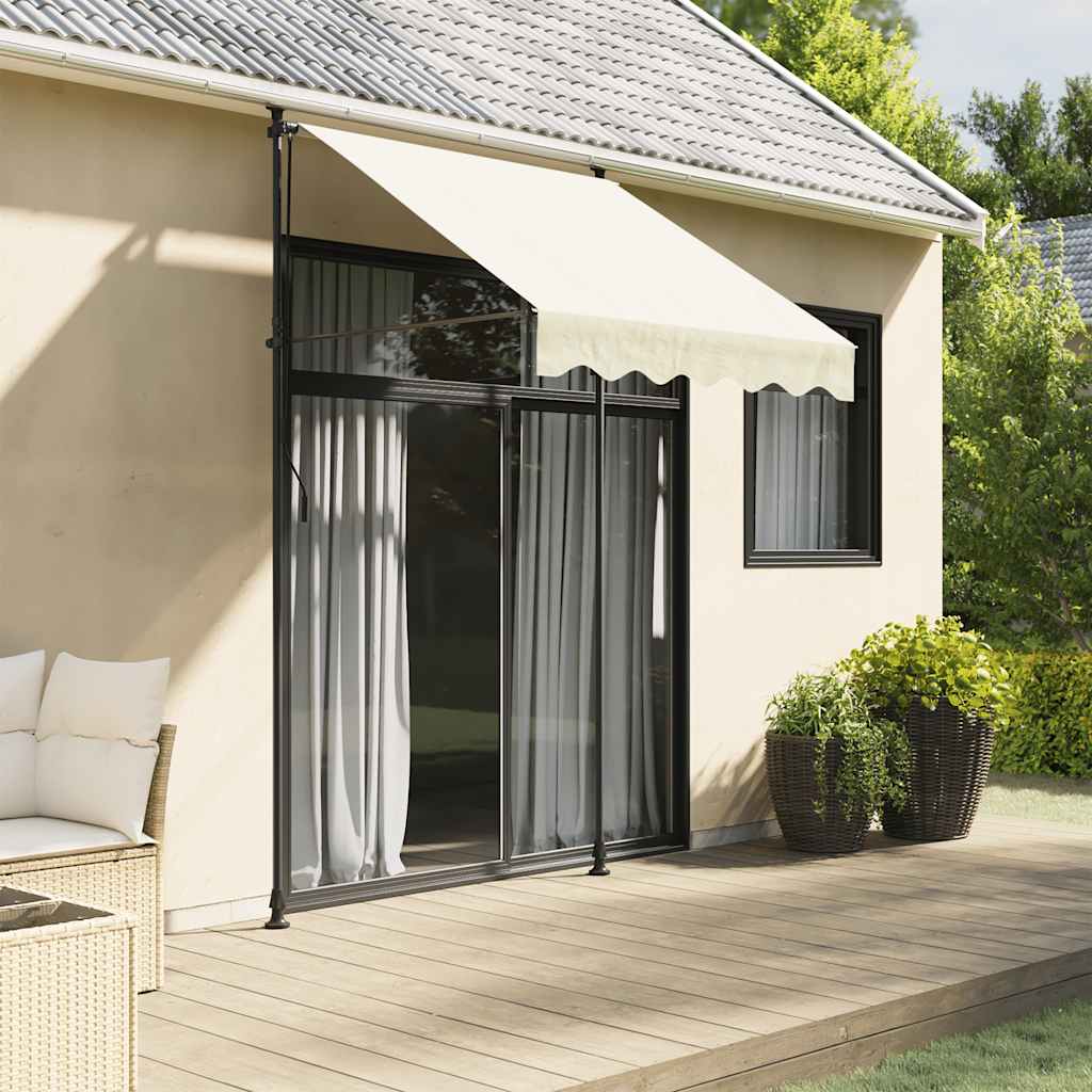 Vidaxx ausziehbare Markise 200x115 cm Stoff und Stahl cremefarben