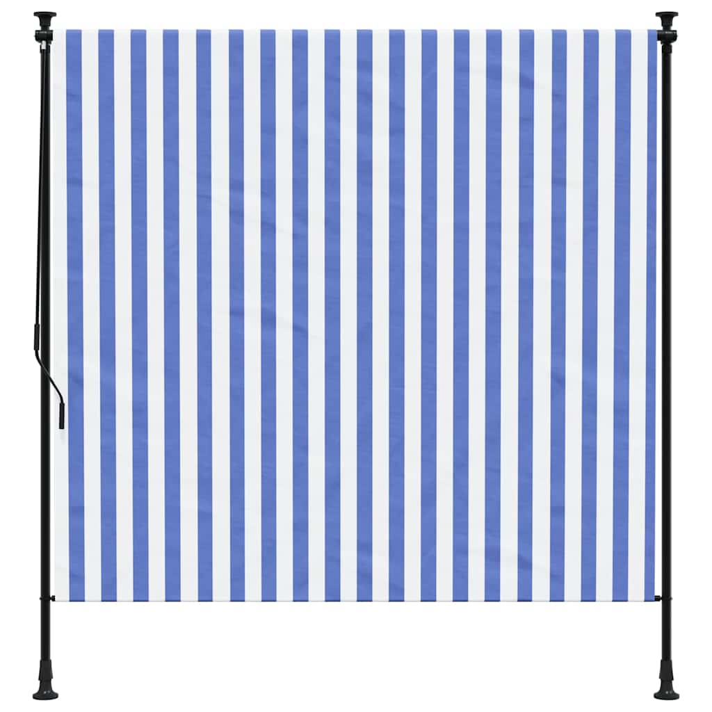 Vidaxl Roller Blind für Außen 150 x 270 cm Stoff und Stahlblau und Weiß