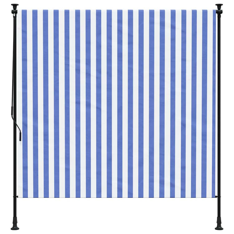 Vidaxl Roller Blind für Außen 150 x 270 cm Stoff und Stahlblau und Weiß