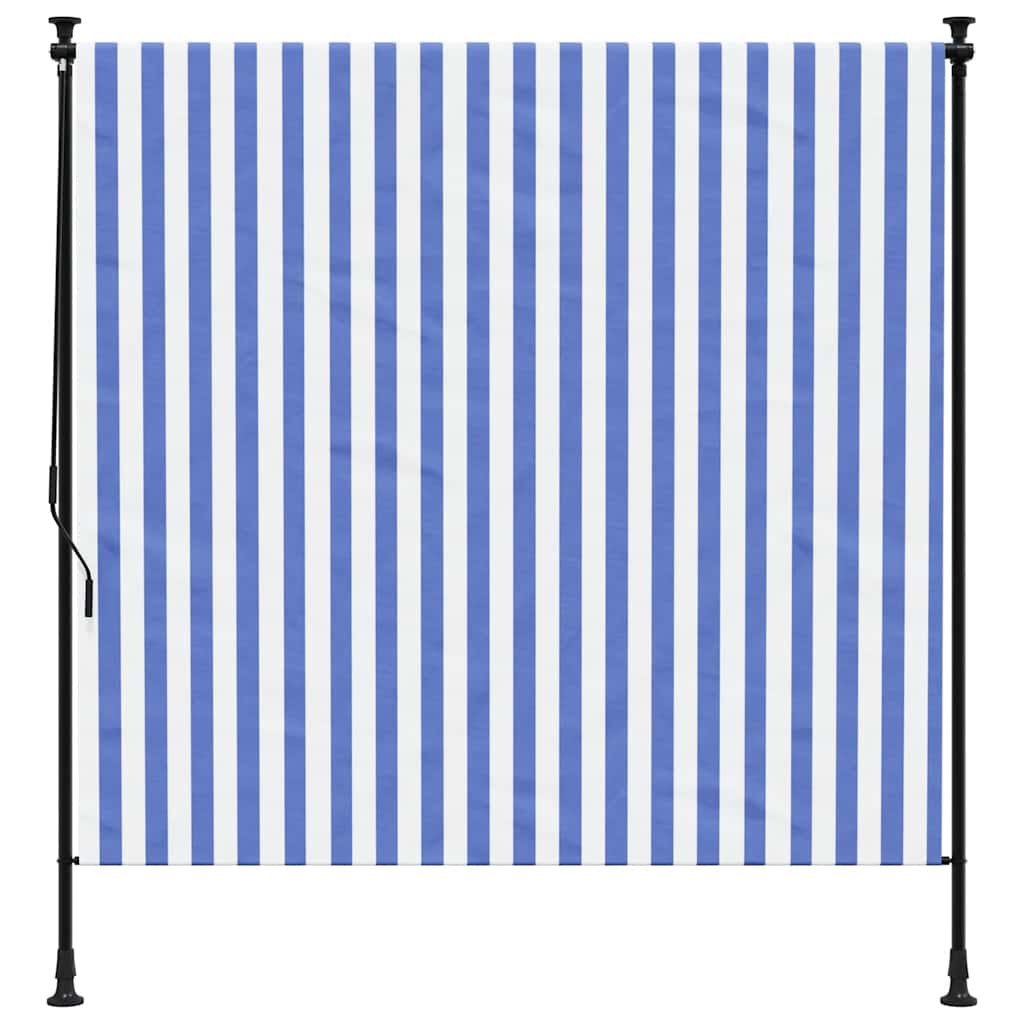 Vidaxl Roller Blind für Außen 200x270 cm Stoff und Stahlblau und Weiß