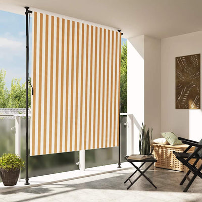 Vidaxl Roller Blind für Außen 150x270 cm Stoff und Stahlorange und Weiß