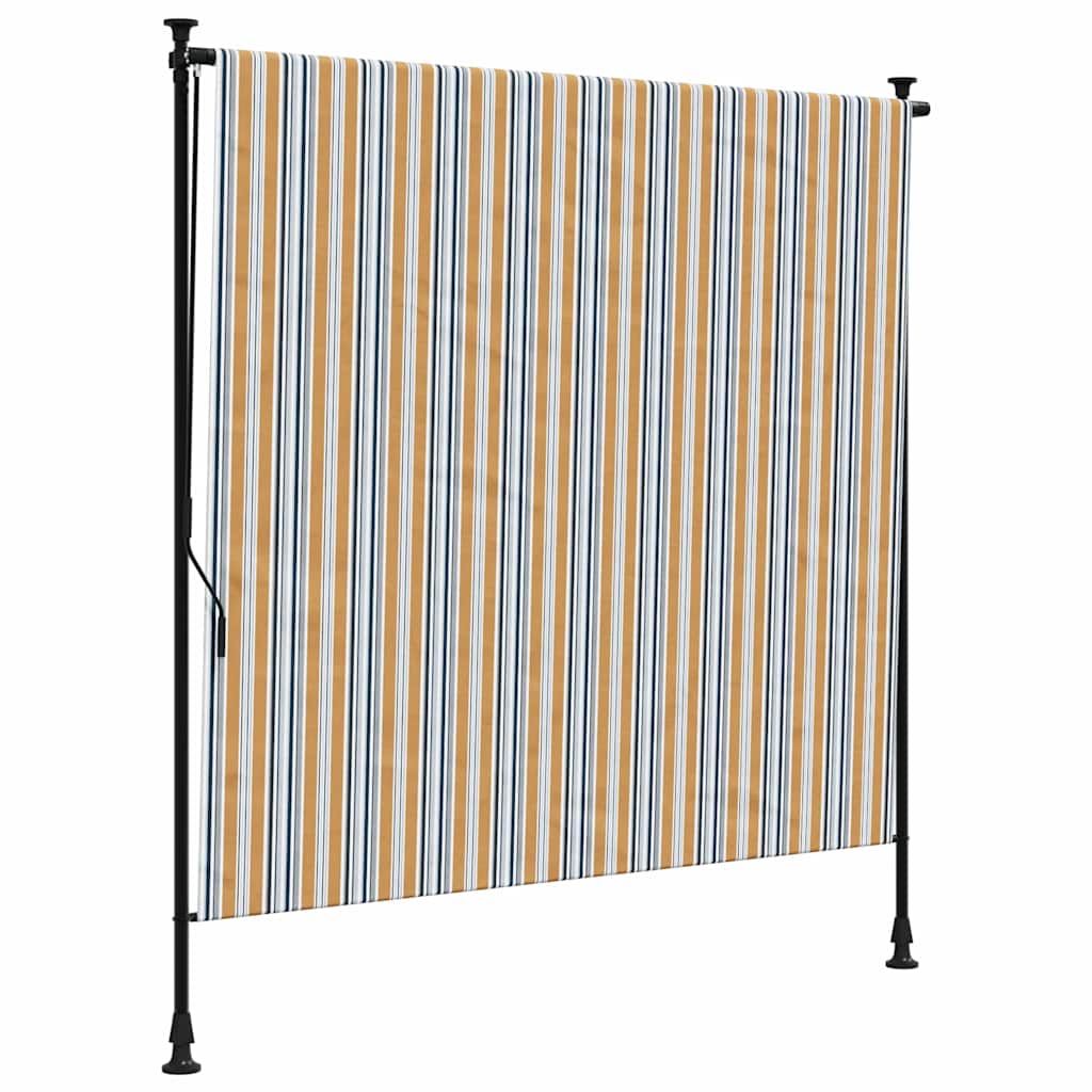 Vidaxl Roller Blind für Außen 150 x 270 cm Stoff und Stahlgelb und Weiß