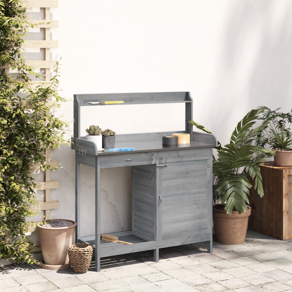 Vidaxl Botton Table mit Schrank 110,5 x 45 x 124,5 cm Festes Poring Grey