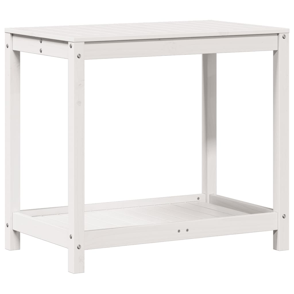 Vidaxl Botton Tabelle mit Regal 82.5x50x75 cm Festkiefer weiß weiß