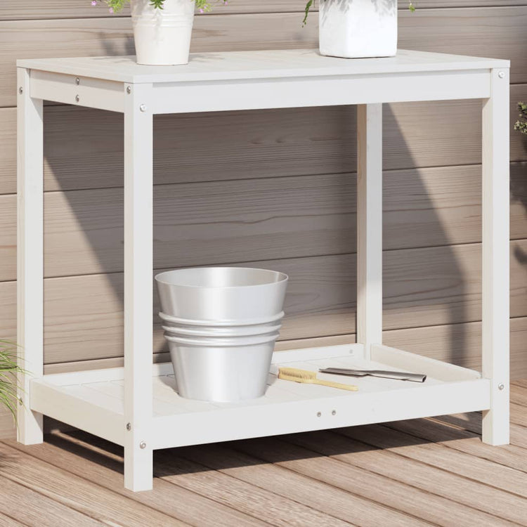 Vidaxl Botton Tabelle mit Regal 82.5x50x75 cm Festkiefer weiß weiß
