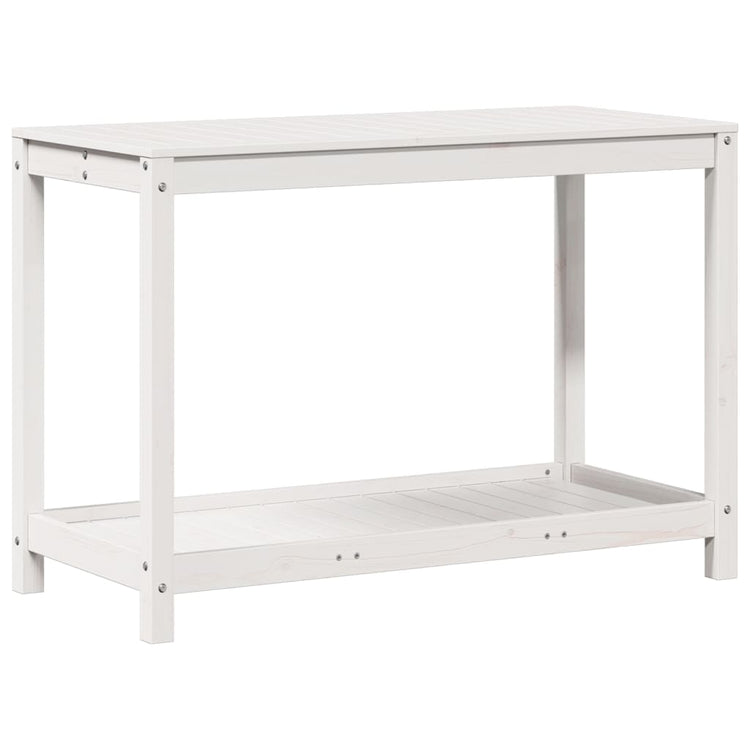 Vidaxl Botton Table mit Regal 108x50x75 cm Festkiefer weiß