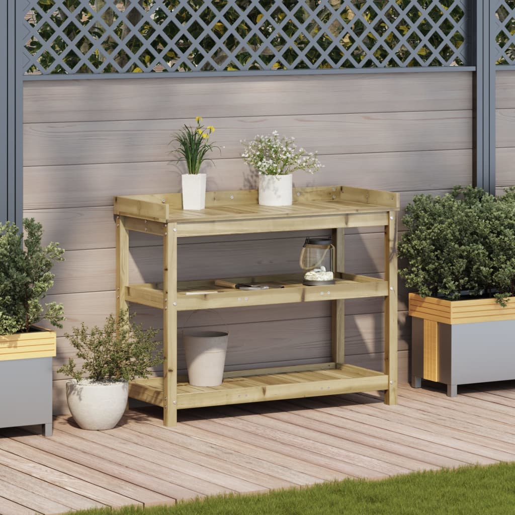 Vidaxx Pflanztisch mit Regalen 108x45x86,5 cm aus imprägniertem Holz