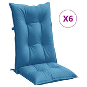VIDAXL -Stuhlkissen 6 ST High Rücken 120x50x7 cm Stoff gemischt blau - afbeelding 2