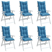 VIDAXL -Stuhlkissen 6 ST High Rücken 120x50x7 cm Stoff gemischt blau - afbeelding 1