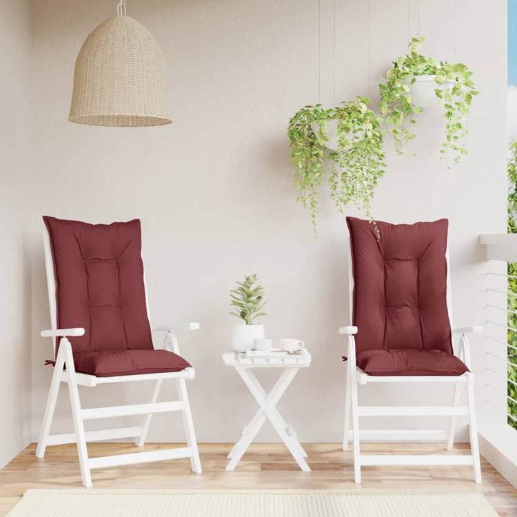 Vidaxl Stuhlkissen 2 St hoher Rücken 120 x 50 x 7 cm Stoff gemischt Wein rot