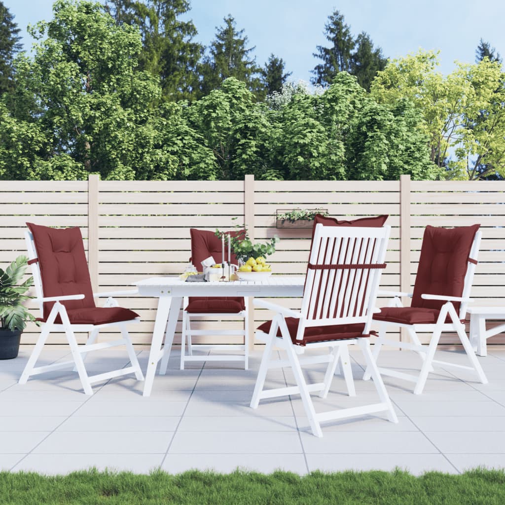 VIDAXL STUHR Kissen 4 ST High Rücken 120x50x7 cm Stoff Mischwein rot