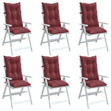 Vidaxl Stuhlkissen 6 St. hoher Rücken 120x50x7 cm Stoff Mischwein rot - afbeelding 1