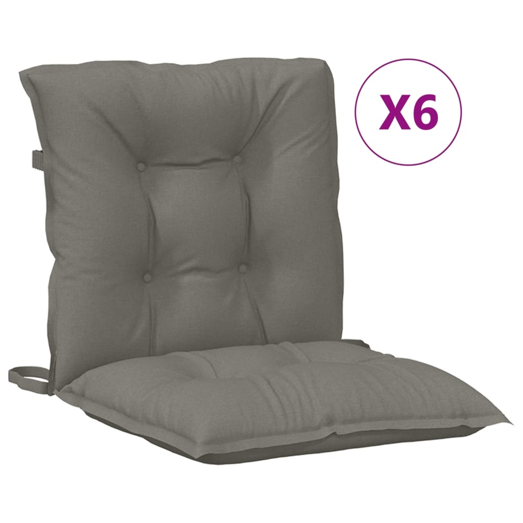 Vidaxl -Stuhlkissen 6 Stcs Low Rücken 100x50x7 cm Stoff dunkelgrau